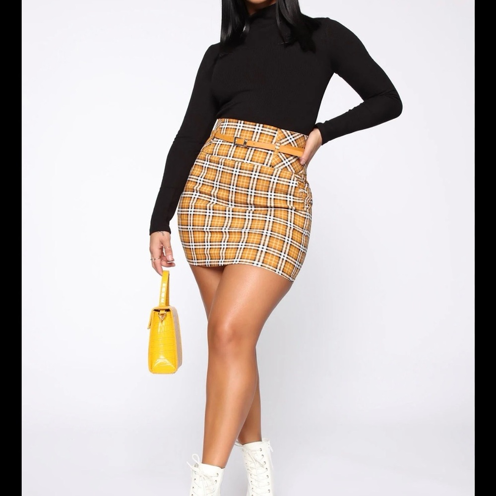Fashion Nova Yellow Plaid Mini Skirt
